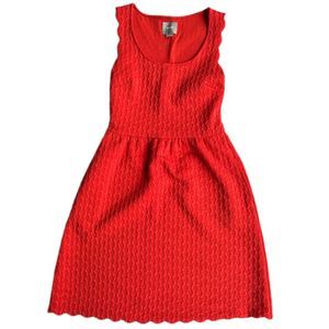 Maeve Anthropologie Coral Red Fit and Flare Dress Women's Size XS
